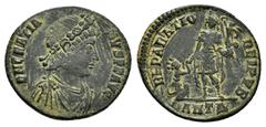 Roman Imperial Coins GRATIAN (367-383).Antioch.Follis. Obv : D N GRATIANVS P F AVG. Pearl-diademed, draped and cuirassed bust right. Rev.: REPARATIO REIPVB / ANTΔ. Gratian standing facing, head left, 
