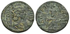 Roman Provincial Coins PISIDIA. Baris. Julia Mamaea (Augusta, 222-235). Ae. Obv : ΙΟΥΛΙΑ ΜΑΜΕΑ ϹΕ. Diademed and draped bust of Julia Mamaea, right. Rev : ΒΑΡΗΝΩΝ. Zeus seated on throne, left, holding 