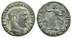 Roman Imperial Coins MAXIMINUS II DAIA (310-313).Nicomedia.Follis. Obv : IMP C GAL VAL MAXIMINVS P F AVG. Laureate head right. Rev : SOLI INVICTO / B / SMN. Sol standing left, extending arm and holdin