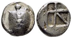 Greek Coins ATTICA. Aegina. (Circa 456-431 BC).. Stater. Obv : Land turtle with segmented shell. Rev : Large square incuse with skew pattern. SNG Copenhagen 516. Condition : Good very fine. Weight : 1