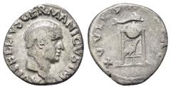 Roman Imperial Coins VITELLIUS (69).Rome.Denarius. Obv : A VITELLIVS GERMAN IMP TR P. Laureate head right. Rev : XV VIR SACR FAC. Tripod surmounted by dolphin right; below, raven standing right. RIC I