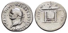 Roman Imperial Coins TITUS (79-81).Rome.Denarius. Obv : IMP TITVS CAES VESPASIAN AVG P M. Laureate head right. Rev : TR P IX IMP XV COS VIII P P. Pulvinar (throne) of Jupiter and Juno: square seat, dr