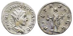 Roman Imperial Coins HERENNIUS ETRUSCUS (Caesar, 249-251).Rome.Antoninianus. Obv : Q HER ETR MES DECIVS NOB C. Radiate and draped bust right. Rev : PIETAS AVGG. Mercury standing left, holding purse an