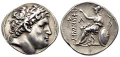 GREEK COINS KINGS of PERGAMON.Eumenes I.(263-241 BC).Pergamon.Tetradrachm. Obv : Laureate head of Philetairos right. Rev : ΦΙΛΕΤΑΙΡΟY. Athena seated left on throne, resting elbow upon shield and crown
