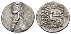 GREEK COINS KINGS of PARTHIA. Mithradates II.(123-87 BC). Drachm. Obv : Diademed and draped bust left, wearing tiara with star. Rev : ΒΑΣΙΛΕΩΣ ΒΑΣΙΛΕΩΝ ΜΕΓΑΛΟV ΑΡΣΑΚΟV ΕΠΙΦΑΝΟVΣ. Archer (Arsakes I) se