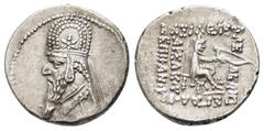 GREEK COINS KINGS of PARTHIA. Mithradates II.(121-91 BC). Drachm. Rhagai. Obv : Diademed and draped bust left, wearing tiara with star. Rev : ΒΑΣΙΛΕΩΣ ΒΑΣΙΛΕΩΝ ΜΕΓΑΛΟV ΑΡΣΑΚΟV ΕΠΙΦΑΝΟVΣ. Archer (Arsak