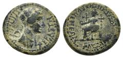 ROMAN PROVINCIALl COINS PHRYGIA. Eumeneia. Agrippina II.(Augusta, 50-59). Ae. Obv : AΓΡΙΠΕΙΝΑ ΣΕΒΑΣΤΗ. Draped bust right. Rev : ΒΑΣΣΑ ΚΛΕΩΝΟΣ ΑΡΧΙΕΡΗΑ ΕΥΕΜΕΝΕΩΝ. Cybele seated left on throne, holding 