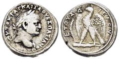 ROMAN PROVINCIALl COINS SYRIA. Seleucis and Pieria. Antioch. Vespasian.(69-79). Tetradrachm. Obv : AYTOKPAT KAIΣA OVEΣΠAΣIANOY. Laureate head right. Rev : ETOYΣ Δ IEPOY. Eagle standing left on club; p