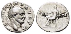 ROMAN IMPERIAL COINS VESPASIAN.(69-79). Denarius. Rome. Obv : IMP CAES VESP AVG P M. Laureate head right. Rev : TRI - POT. Vesta, capite velato, seated left on chair, holding simpulum. RIC² 46. Condit