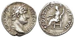 ROMAN IMPERIAL COINS HADRIAN.(117-138).Rome.Denarius. Obv : HADRIANVS AVG COS III P P. Laureate head right. Rev : FORTVNAE REDVCI. Fortuna seated left, holding rudder and cornucopia. RIC 247. Conditio
