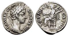 ROMAN IMPERIAL COINS COMMODUS.(177-192).Rome.Denarius. Obv : L AVREL COMMODVS AVG. Laureate head right. Rev : TR P IIII IMP III COS II P P. Victory seated left, holding patera and palm. RIC 666. Condi