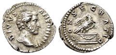 ROMAN IMPERIAL COINS DIVUS ANTONINUS PIUS.(Died 161).Rome.Denarius. Obv : DIVVS ANTONINVS. Bare head right. Rev : CONSECRATIO. Eagle, with head left, standing right on garlanded altar. RIC 431 (Aureli