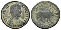 ROMAN IMPERIAL COINS JULIAN II APOSTATA (360-363). Double Maiorina. Cyzicus. Obv : D N FL CL IVLIANVS P F AVG. Diademed, draped and cuirassed bust right. Rev : SECVRITAS REIPVB / CVZICA. Bull, with he