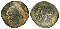 BYZANTINE COINS ALEXIUS III ANGELUS-COMNENUS.(1195-1203). Trachy. Constantinople. Obv : KЄPO H ΘЄI / IC - XC. Bust of Christ Pantokrator facing. Rev : Alexius and St. Constantine standing facing, hold