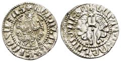 MEDIEVAL and WORLD COINS CILICIAN ARMENIA.Levon I.(1198-1219).Sis.Tram. Obv : ԼԵԻՈՆ ԹԱԳ[ԱՈՐ Հ]ԱՅԻՈՑ.(Levon king of the Armenians). King seated on throne ornamented with lions, his feet resting on a fo