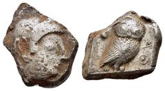 GREEK COINS ATTICA.Athens.(Circa 454-404 BC).Tetradrachm Cut Fragment. Condition : Good very fine. Material : Silver. Axis : 6h Weight : 10.41 gr Diameter : 17 mm In the ancient world, coins like the 