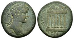 ROMAN PROVINCIAL COINS PONTOS.Zela. Caracalla. (198-217).Ae. Obv : AY KAI M AYΡH ANTωNINOC. Laureate head right. Rev : ZHΛITωN TOY ΠONT around, ET PMB. Tetrastyle temple with central arcade and triang