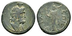 ROMAN PROVINCIAL COINS PHRYGIA. Hyrgaleis. Pseudo-autonomous. Time of the Severans (198-235). Ae. Obv : Draped bust of Serapis right, wearing kalathos. Rev : VPΓΑΛΛΕΩΝ. Isis standing facing, head left