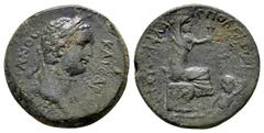 ROMAN PROVINCIAL COINS CILICIA. Flaviopolis. Domitian (81-96). Ae. Obv : ΔΟΜΙΤΙΑΝΟC ΚΑΙCΑΡ. Laureate head right. Rev : ΦΛΑVΙΟΠΟΛЄΙΤωΝ ЄΤΟYC ZΙ. Tyche seated right on throne, holding grain ears; to low