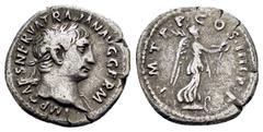 ROMAN IMPERIAL COINS TRAJAN.(98-117). Rome.Denarius. Obv : IMP CAES NERVA TRAIAN AVG GERM. Laureate bust right, with slight drapery. Rev : P M TR P COS IIII P P. Victory standing right on prow termina