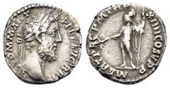 ROMAN IMPERIAL COINS COMMODUS .(177-192).Rome.Denarius. Obv : M COMM ANT P FEL AVG BRIT. Laureate head right. Rev : MART PAC P M TR P XIIII COS V P P. Mars standing left, holding branch and spear. RIC