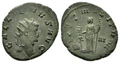 ROMAN IMPERIAL COINS GALLIENUS.(253-268).Siscia.Antoninianus. Obv : GALLIENVS AVG. Radiate, draped and cuirassed bust right. Rev : FIDES MILITVM. Fides, draped, standing between ensign and standard. R