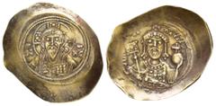 BYZANTINE COINS MICHAEL VII DUCAS.(1071-1078).Constantinople.Histamenon Trachy. Obv : IC - XC. Bust of Christ facing, with nimbus cross, raising right hand and holding book of gospels in left hand. Re