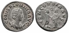 Roman Imperial Coins SALONINA.254-268 AD.Samosata mint.AR Antoninianus Obverse : CORN SALONINA AVG; draped bust right, set on a crescent Reverse : CONCORDIA AVG; Gallienus and Salonina standing facing