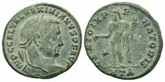 Roman Imperial Coins GALERIUS.305-311 AD.Heraclea Mint.AE Follis Obverse : IMP C GAL VAL MAXIMIANVS P F AVG; head of Galerius, laureate, right Reverse : GENIO IMP ERATORIS; Genius, wearing modius, nud