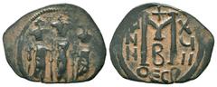Byzantine Coins HERACLIUS.HERACLIUS CONSTANTINE and MARTINA.610-641 AD.Thessalonica Mint.AE Follis Obverse : Heraclius, Heraclius Constantine and the Empress Martina, all standing facing, each crowned