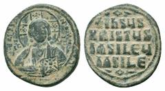 Byzantine Coins BYZANTINE.Anonymous FollIs. Time of Basil II & Constantine VIII.Circa 976-1025 AD.Constantinople Mint.AE Follis Obverse : +EMMA-NOVHΛ/ IC XC; bust of Christ Pantocrator facing, wearing