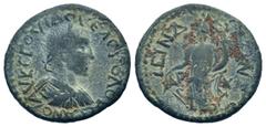 Roman Provincial Coins PISIDIA. Isinda.Volusian.251-253 AD. AE Bronze.ΑΥ ΚƐ Γ ΟΥΙΔ ΟΥƐΛ ΟΥΟΛΟΥϹϹΑΝΟΙ, laureate, draped and cuirassed bust of Volusian right / ΙϹΙΝΔƐΩΝ, ΑΡΧ Μ, Tyche standing left. hold