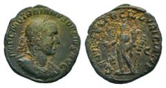 Roman Imperial Coins TRAJAN DECIUS.. 249-251 AD.Rome mint. AE Sestertius.IMP C M Q TRAIANVS DECIVS AVG, Bust of Trajan Decius, radiate, draped, cuirassed, right / GENIVS EXERC ILLVRICIANI S C, Genius,