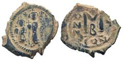 Byzantine Coins HERACLIUS. HERACLIUS CONSTANTINE and MARTINA.610-641 AD.Constantinople mint.AE Follis.Heraclius, in center, flanked by Martina, on left, and Heraclius Constantine, on right, each weari