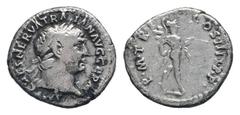Roman Imperial Coins TRAJAN.98-117 AD.AR Denarius. Rome mint.IMP CAES NERVA TRAIAN AVG GERM, Bust of Trajan, laureate, right / P M TR P COS IIII P P, Mars, helmeted, naked except for cloak round waist