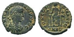 Roman Imperial Coins GRATIAN.378-383 AD. Cyzicus mint.AE Follis.D N GRATIANVS P F AVG, pearl diademed, draped, cuirassed bust right / CONCORDIA AVGGG, Roma, helmeted, seated facing, head left, holding