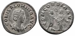 Roman Coins SALONINA.254-268 AD.Samosata mint.AR Antoninianus.CORN SALONINA AVG; draped bust right, set on a crescent / CONCORDIA AVG; Gallienus and Salonina standing facing each other, clasping hands
