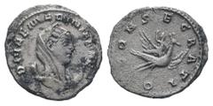Roman Coins DIVA MARINIANA.253-254 AD.Viminacium mint.AR Antoninianus.DIVA MARINIANAE, veiled and draped bust right, set on crescent / CONSECRATIO, Mariniana raising hand and holding scepter, reclinin
