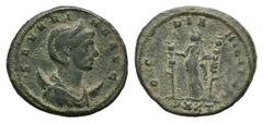 Roman Coins SEVERINA .270-275 AD. Ticinum mint.AR Antoninianus.SEVERINA AVG, Bust of Severina, diademed, draped, on crescent, right / CONCORDIAE MILITVM, Concordia, draped, standing left, holding ensi