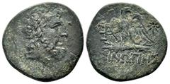 Greek Coins PAPHLAGONIA.(85-65 BC).AE.Sinope. Obv : Laureate head of Zeus right. Rev : ΣINΩΠHΣ. Eagle standing left, head right, on thunderbolt, in left field, monogram, in right field, star. RG 60; S
