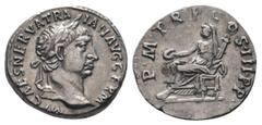 Roman Coins TRAJAN.98-117 AD.Rome mint.AR Denarius.IMP CAES NERVA TRAIAN AVG GERM: Head of Trajan, laureate, right / P M TR P COS IIII P P: Vesta, veiled, draped, seated left on seat without back, hol