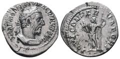 Roman Coins MACRINUS. (217-218 AD). Denarius. Rome. Obv : IMP C M OPEL SEV MACRINVS AVG. Bust of Macrinus, laureate, long bearded, cuirassed, right. Rev : IOVI CONSER - VATORI. Jupiter, nude, standing