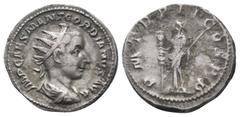 Roman Coins GORDIAN III.238-244 AD. Rome mint.AR Antoninianus.IMP CAES M ANT GORDIANVS AVG: Bust of Gordian III, radiate, draped, cuirassed, right / P M TR P II COS P P: Fides, draped, standing front,
