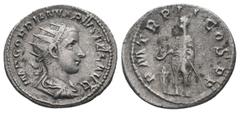 Roman Coins GORDIAN III.238-244 AD. Rome mint.AR Antoninianus.IMP CAES M ANT GORDIANVS AVG, bust of Gordian III, radiate, draped, cuirassed, right / P M TR P II COS P P, Gordian III, veiled, togate, s