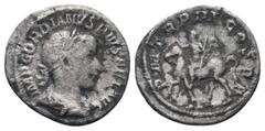 Roman Coins GORDIAN III.238-244 AD.Rome Mint.AR Denarius.IMP GORDIANVS PIVS FEL AVG; bust of Gordian III, laureate, draped, cuirassed, right / P M TR P III COS P P; Gordian III, in military attire, wi