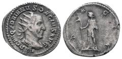 Roman Coins TRAJAN DECIUS.249-251 AD.Rome mint. AR Antoninianus.IMP C M Q TRAIANVS DECIVS AVG, bust of Trajan Decius, radiate, draped, cuirassed, right / DACIA, Dacia, draped in long robe reaching fee