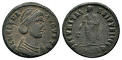 Roman Coins HELENA (Augusta, 324-328/30). Follis. Cyzicus. Obv: FL HELENA AVGVSTA. Diademed and draped bust right. Rev: SECVRITAS REI PVBLICE / SMKA•. Securitas standing left, holding branch. RIC 39. 