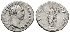 Roman Coins TRAJAN.(98-117).Rome.Denarius. Obv : IMP CAES NERVA TRAIAN AVG GERM. Bust of Trajan, laureate, right with aegis. Rev : P M TR P COS II P P. Pax, draped, wearing wreath, standing left, hold