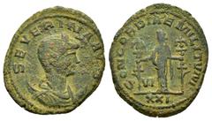 Roman Coins SEVERINA.(270-275).Antioch. Antoninianus. Obv : SEVERINA AVG. Bust of Severina, diademed, draped, on crescent, right. Rev : CONCORDIAE MILITVM. Concordia, draped, standing left, holding en