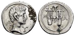 Roman Provincial Coins LYCIA.Lycian League.Augustus.(27 BC-14 AD).Drachm. Obv : Λ-Y. Bare head to right. Rev : M-A. Two lyres side by side, plectrum above. RPC I online 3309; Troxell 119. Condition : 